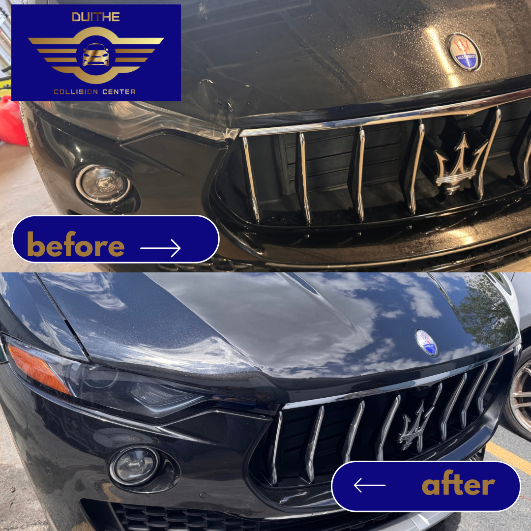 Before and after collision repair on Maserati in Pompano Beach