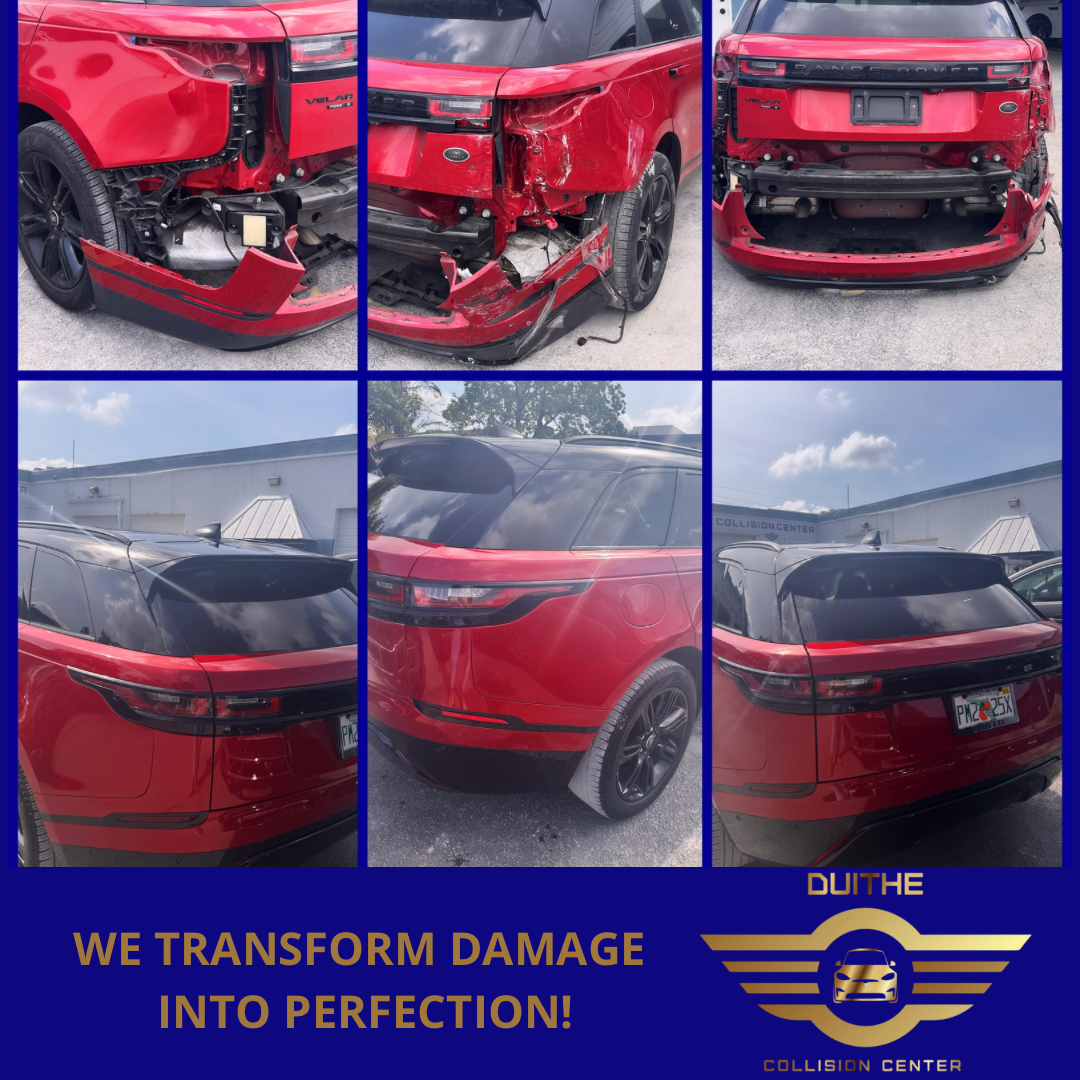 Before and after auto bodywork collage - Duithe Collision Center