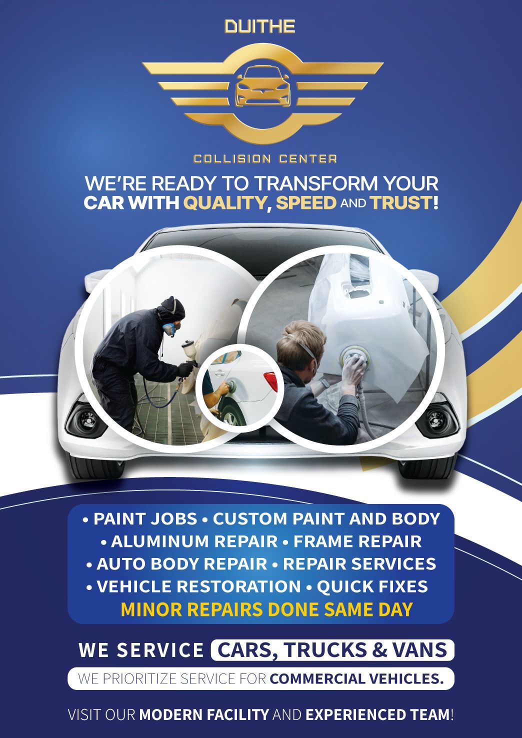 Auto body paint quality flyer - Duithe Collision Center